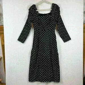 Lulu's Charmed and Classy Dress Women's Small Black and White Polka Dot Midi